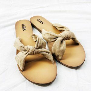 Womens Cognac Brown Knotted Slide Sandals Size 8.5 M